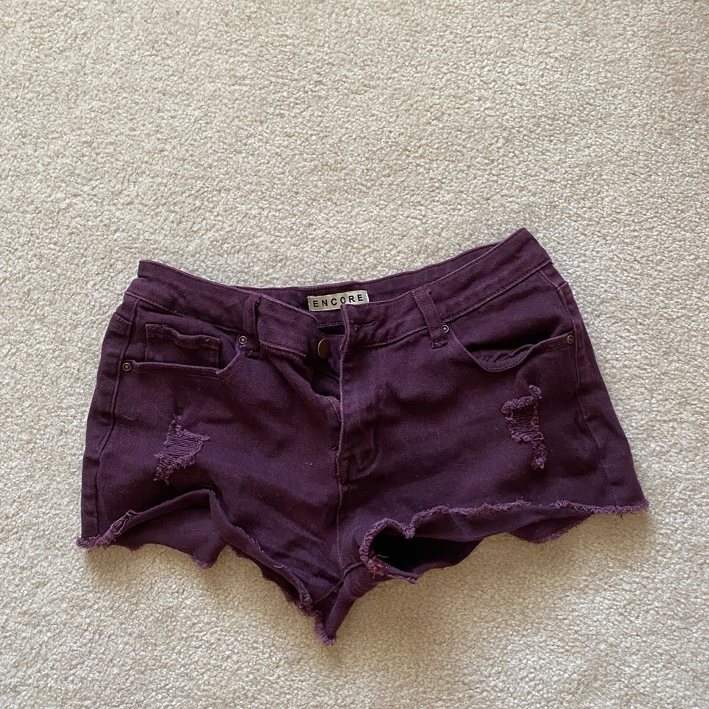 Encore Burgundy Denim Shorts Juniors Size 9